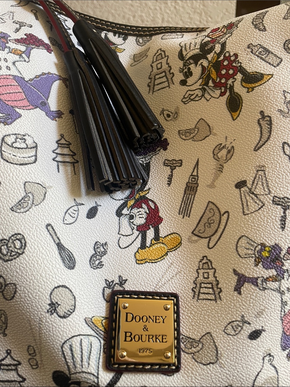 Dooney & Bourke White Disney Sketch Shoulder Hobo with Tassels - Picture 7 of 7